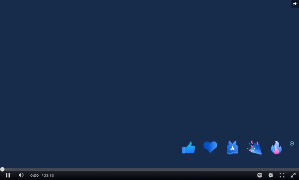 Navy video player design with emoji reaction buttons